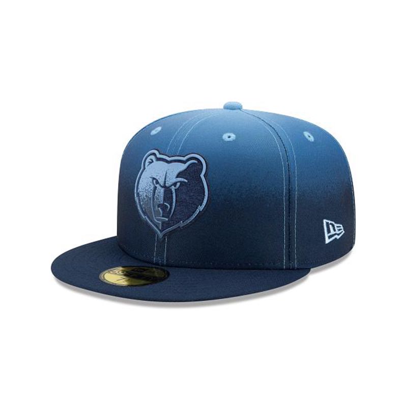 NBA Memphis Grizzlies Back Half 59Fifty Fitted (FJF4266) - Blue New Era Caps